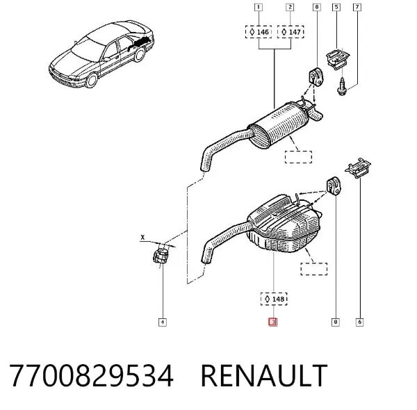 Глушник, задня частина 7700829534 Renault (RVI)