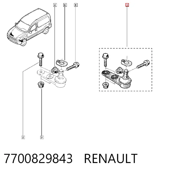 Кульова опора, нижня 7700829843 Renault (RVI)