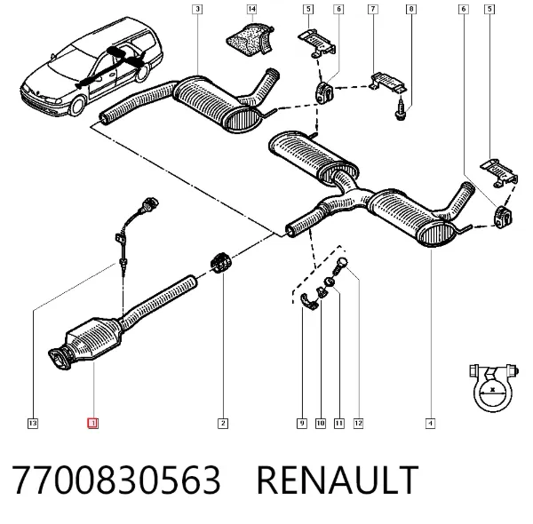 Глушник, центральна частина 7700830563 Renault (RVI)