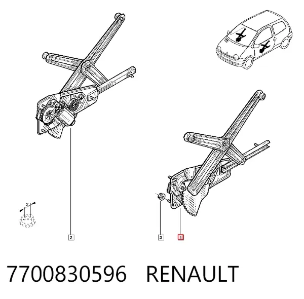 Склопідйомник передньої лівої двері 7700830596 Renault (RVI)