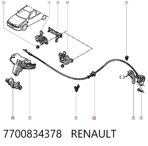 Трос капота Renault Megane I