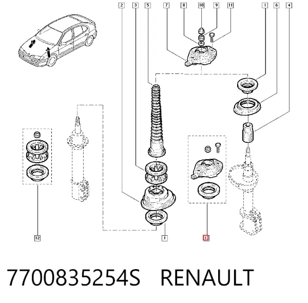 Опора амортизатора переднього 7700835254S Renault (RVI)