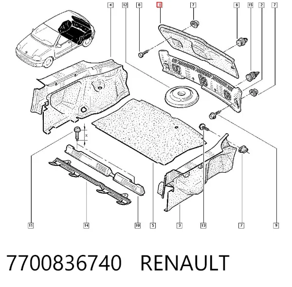 Обшивка-облицювання кришки багажника 7700836740 Renault (RVI)