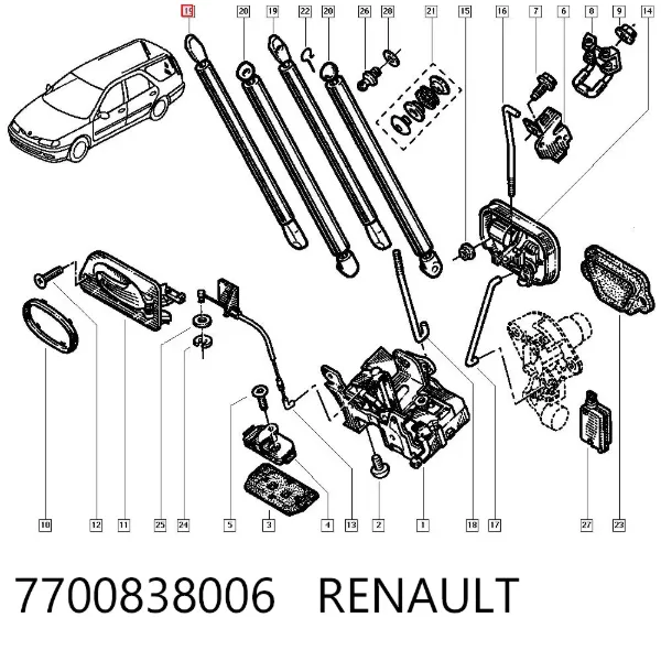 Амортизатор багажника 7700838006 Renault (RVI)