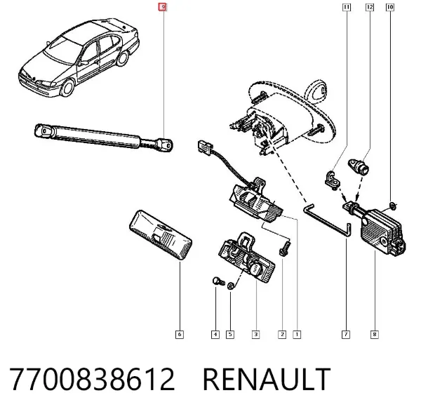 Амортизатор багажника 7700838612 Renault (RVI)