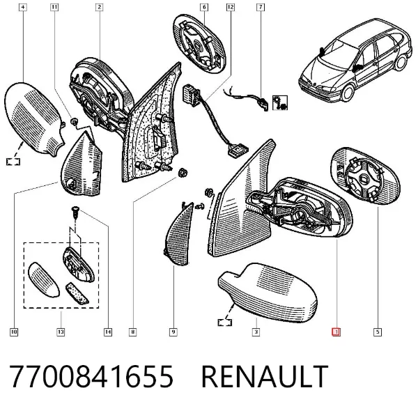 Ліве бокове дзеркало 7700841655 Renault (RVI)