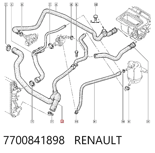 Шланг/патрубок радіатора охолодження, нижній 7700841898 Renault (RVI)