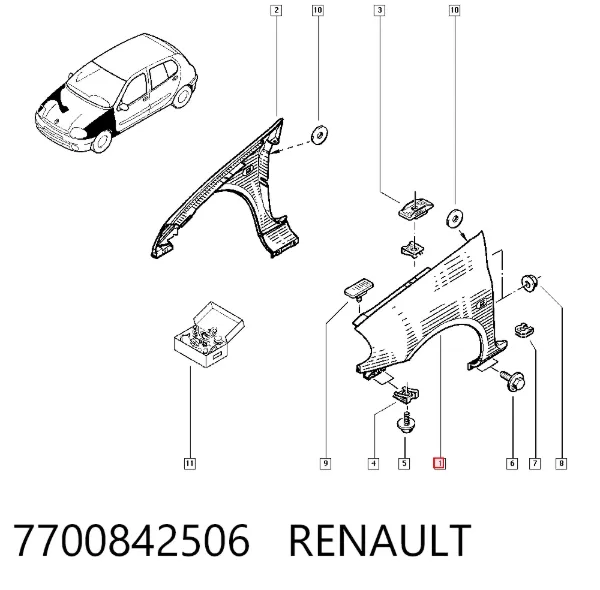 Крило переднє ліве 7700842506 Renault (RVI)