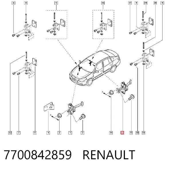 Обмежувач відкриття дверей, задній 7700842859 Renault (RVI)