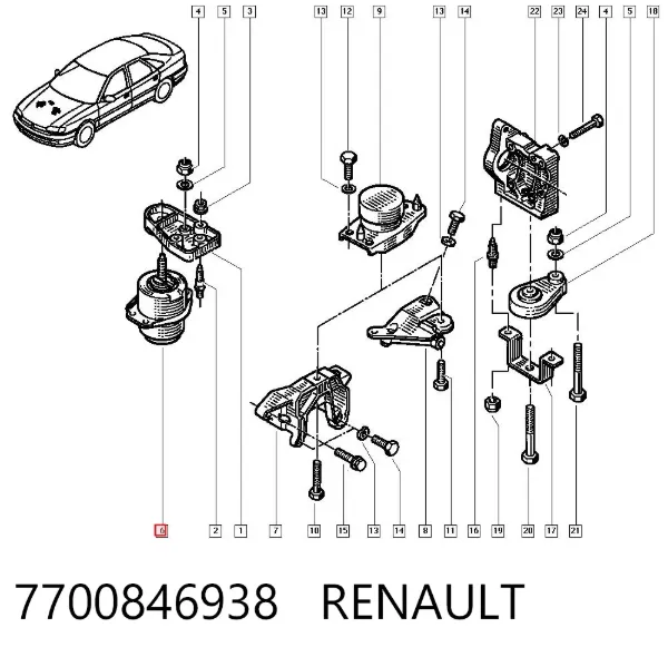 Подушка (опора) двигуна, права 7700846938 Renault (RVI)