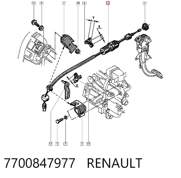 Трос зчеплення 7700847977 Renault (RVI)