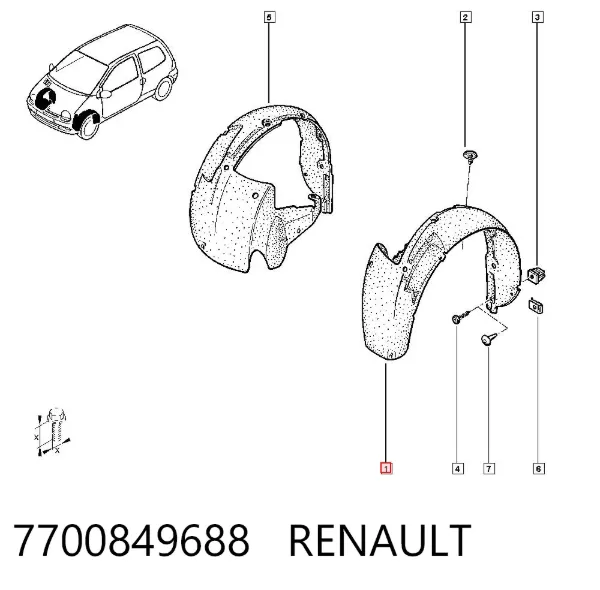 Підкрилок передній лівий 7700849688 Renault (RVI)