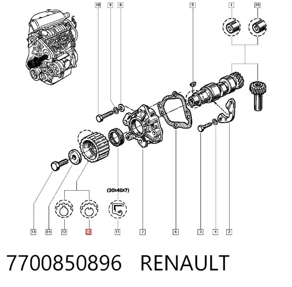 Зірка-шестерня приводу коленвалу двигуна 7700850896 Renault (RVI)