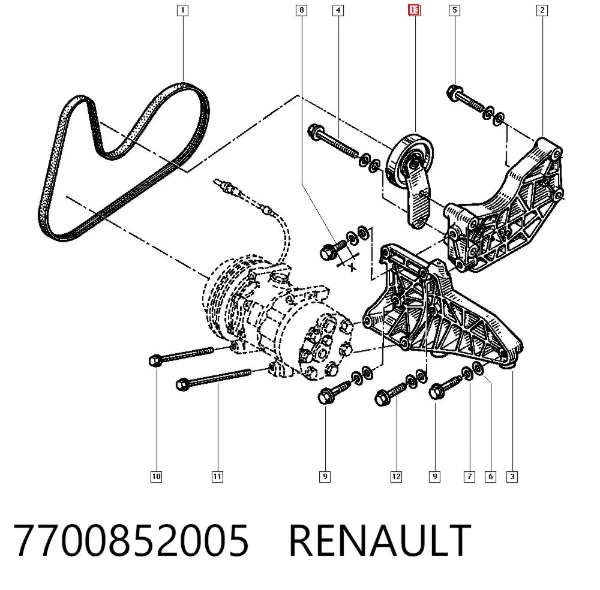 Натягувач приводного ременя 7700852005 Renault (RVI)