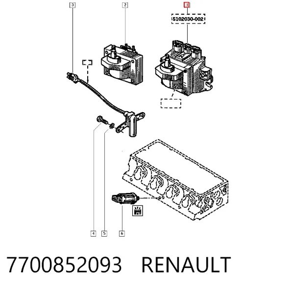 Котушка запалювання 7700852093 Renault (RVI)