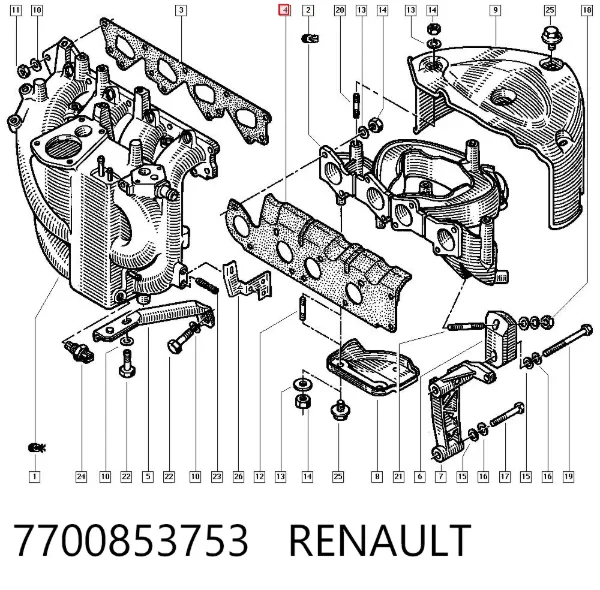 Прокладка колектора 7700853753 Renault (RVI)