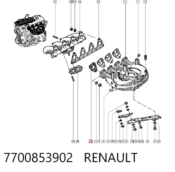 Прокладка впускного колектора Renault Trafic I