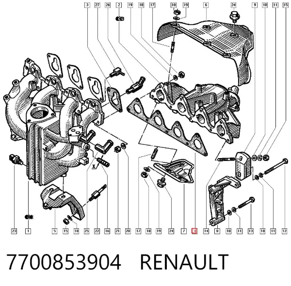 Прокладка колектора 7700853904 Renault (RVI)