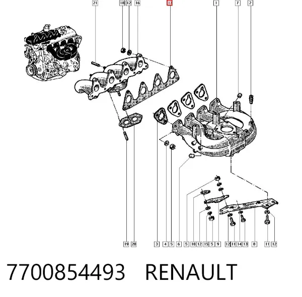 Прокладка колектора 7700854493 Renault (RVI)
