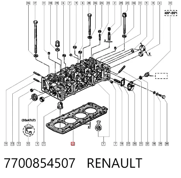 Прокладка ГБЦ 7700854507 Renault (RVI)