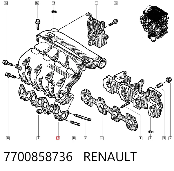 Прокладка впускного колектора Renault Espace III
