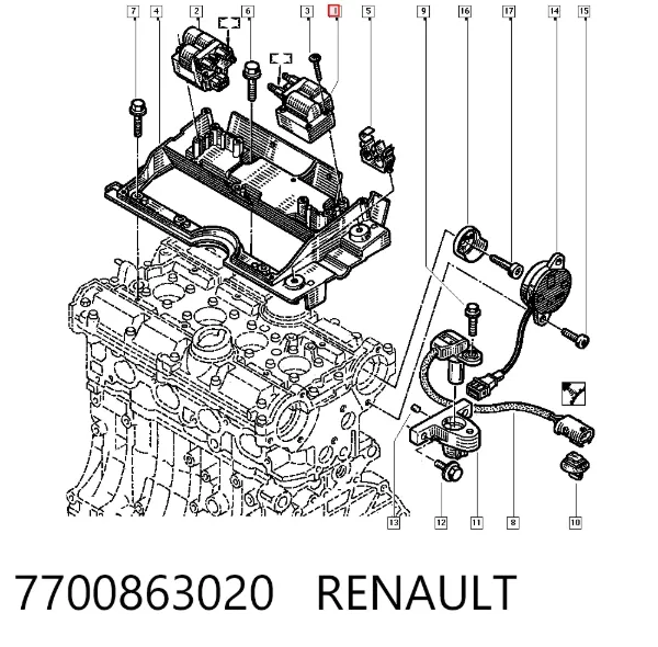 Котушка запалювання 7700863020 Renault (RVI)