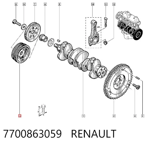 Шків колінвала 7700863059 Renault (RVI)