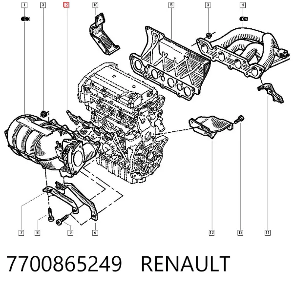 Прокладка колектора 7700865249 Renault (RVI)