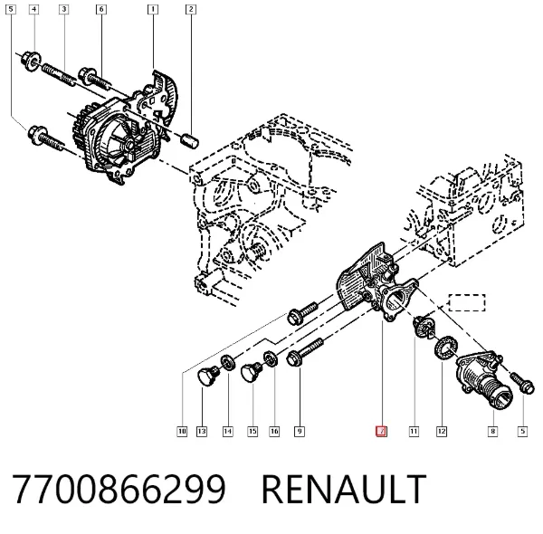 Корпус термостата 7700866299 Renault (RVI)