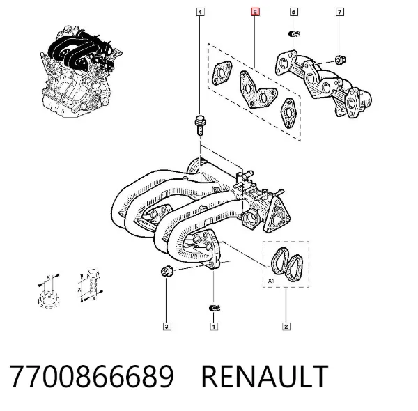 Прокладка колектора 7700866689 Renault (RVI)