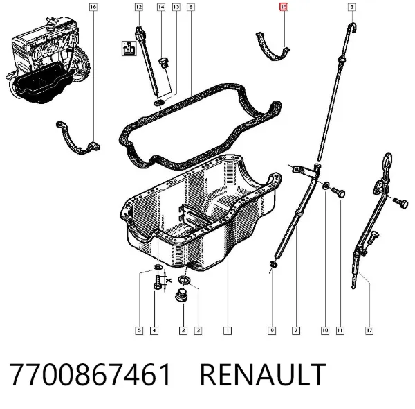 Прокладка піддону картера двигуна, півкільце заднє 7700867461 Renault (RVI)