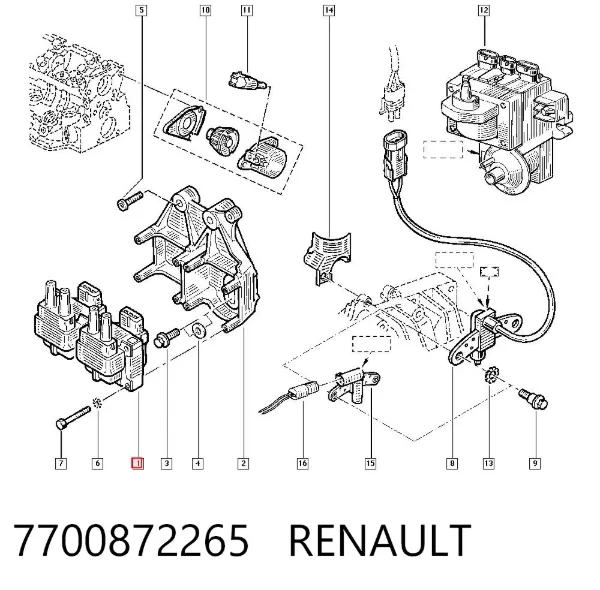 Котушка запалювання 7700872265 Renault (RVI)