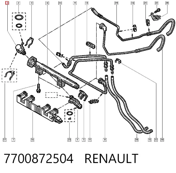 Регулятор тиску палива 7700872504 Renault (RVI)