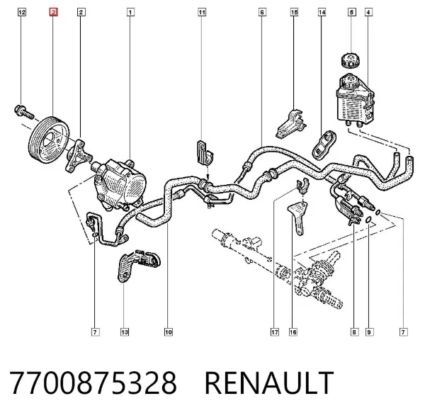 Шків насосу гідропідсилювача керма (ГПК) 7700875328 Renault (RVI)