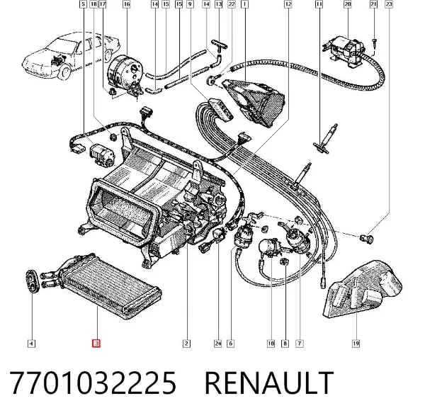 Радіатор пічки 7701032225 Renault (RVI)