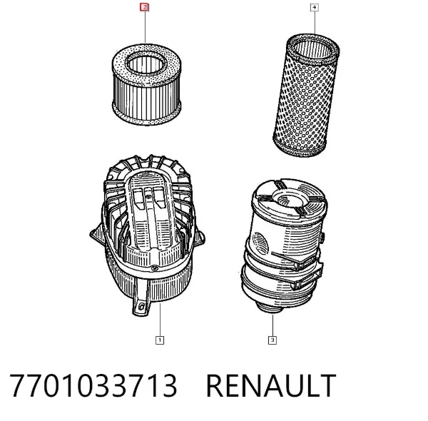 Повітряний фільтр 7701033713 Renault (RVI)