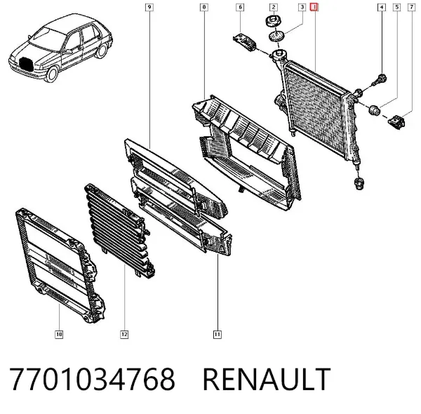 Радіатор 7701034768 Renault (RVI)