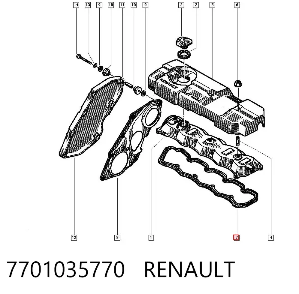 Прокладка клапанної кришки 7701035770 Renault (RVI)