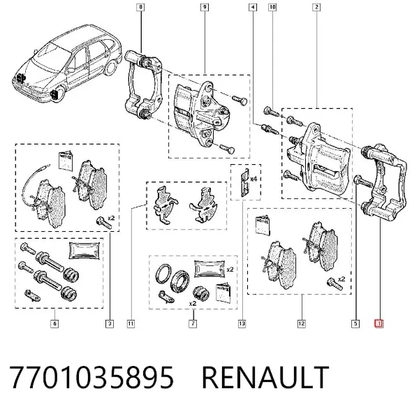 Скоба супорту переднього 7701035895 Renault (RVI)