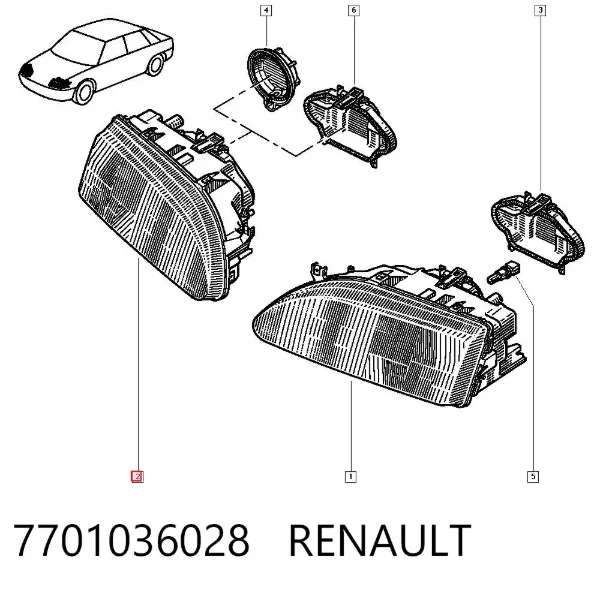 Фара права 7701036028 Renault (RVI)