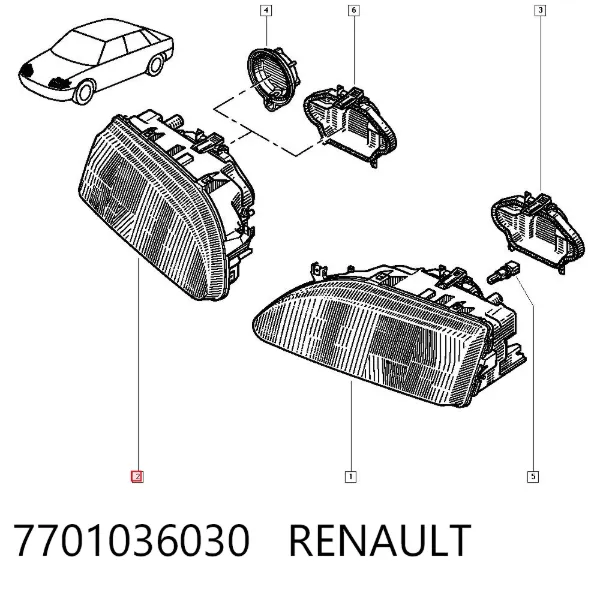Фара права 7701036030 Renault (RVI)