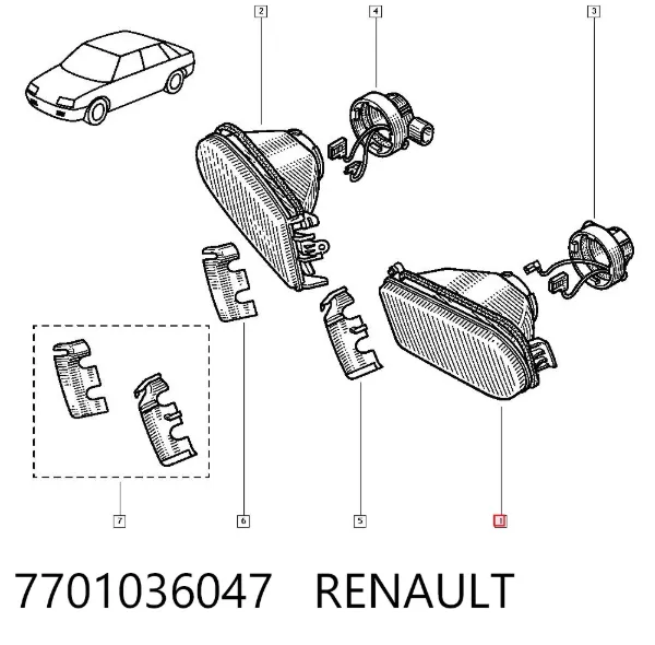 Фара протитуманна, ліва 7701036047 Renault (RVI)