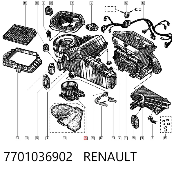 Вентилятора пічки 7701036902 Renault (RVI)