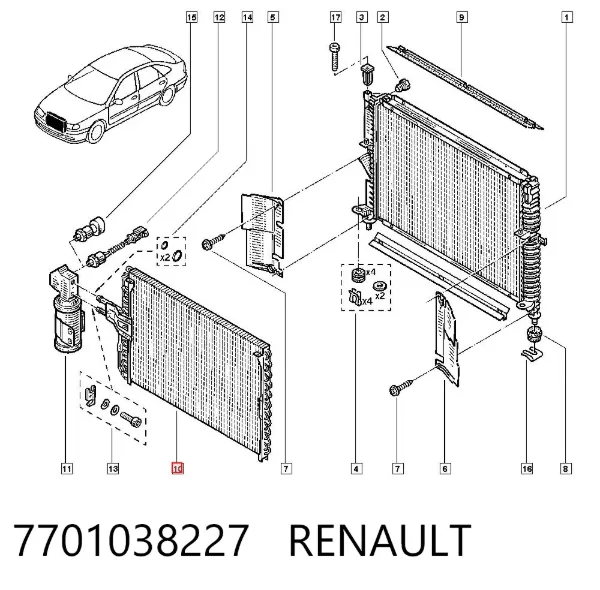 Радіатор кондиціонера 7701038227 Renault (RVI)