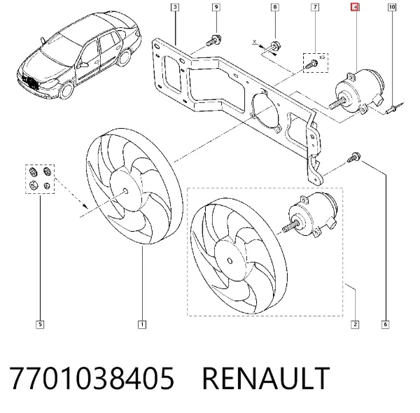 Двигун вентилятора системи охолодження 7701038405 Renault (RVI)