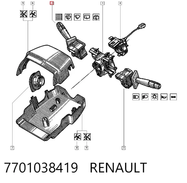 Перемикач підрульовий, правий 7701038419 Renault (RVI)