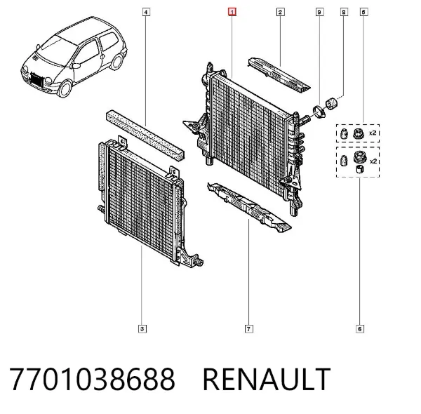 Радіатор 7701038688 Renault (RVI)