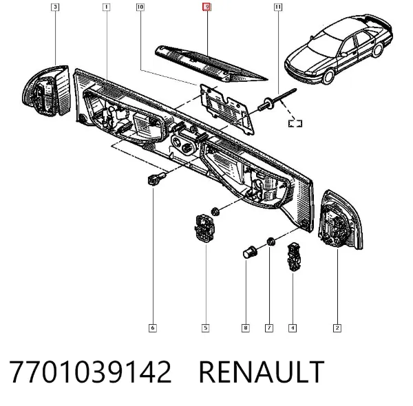 Задній стоп 7701039142 Renault (RVI)