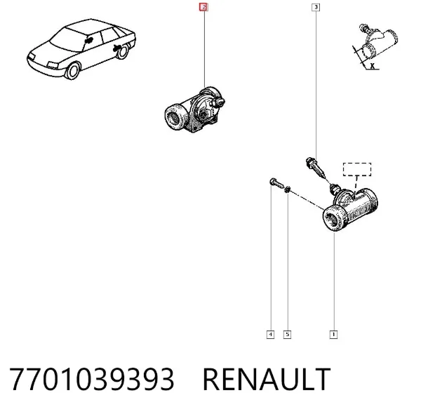 Циліндр гальмівний колісний/робітник, задній 7701039393 Renault (RVI)