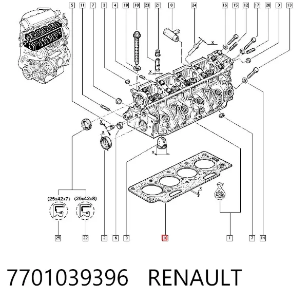 Прокладка ГБЦ 7701039396 Renault (RVI)